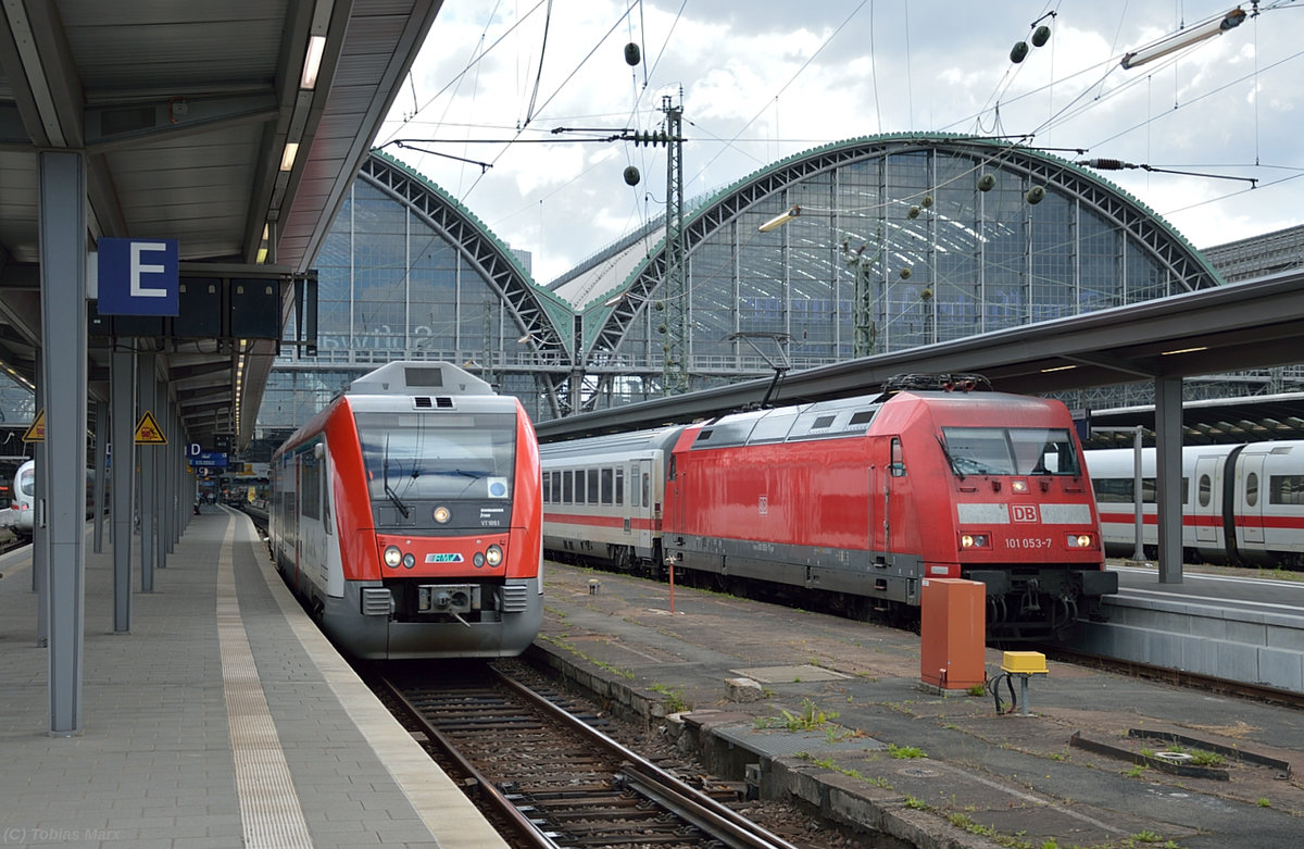 101 053 und VIAS VT 109.1 im Frankfurter Hbf am 29.06.2016