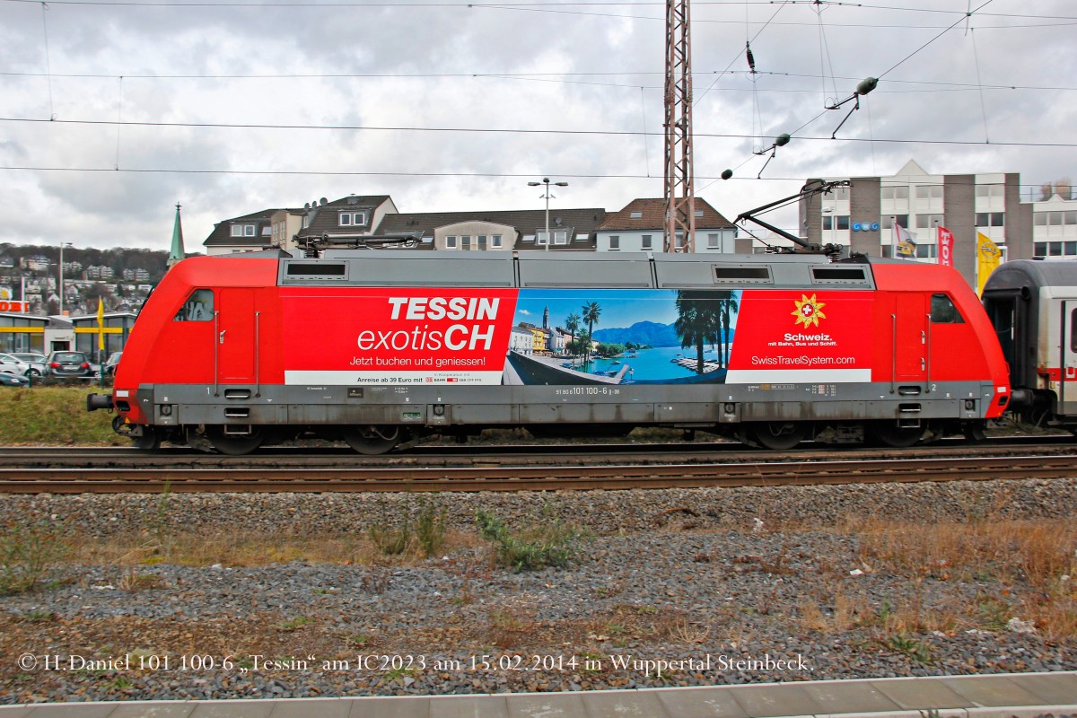 101 100-6  Tessin  am IC2023 am 15.02.2014 in Wuppertal Steinbeck.