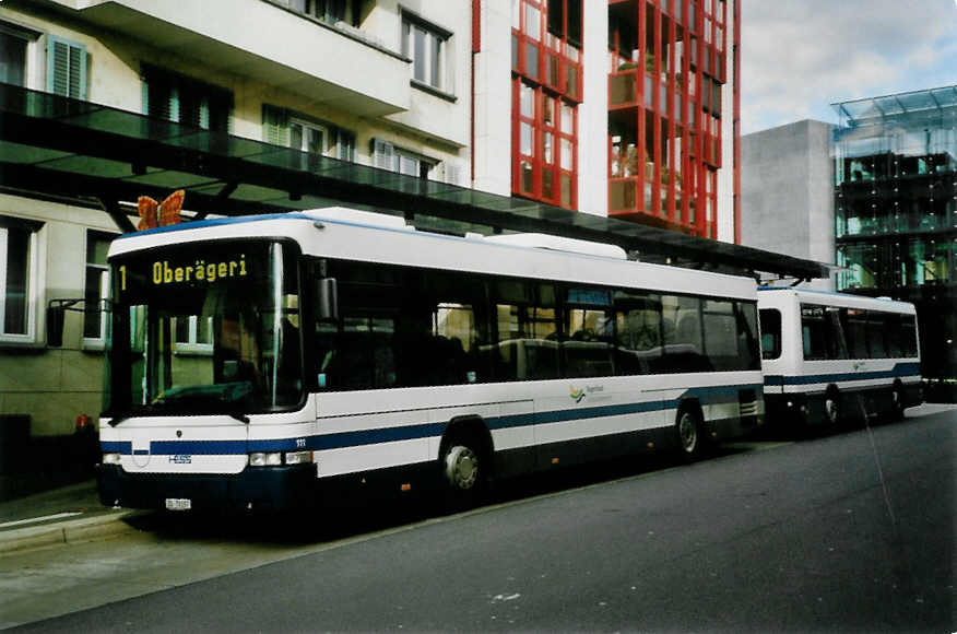 (101'320) - ZVB Zug - Nr. 111/ZG 70'187 - Scania/Hess (ex Nr. 87) am 26. November 2007 beim Bahnhof Zug