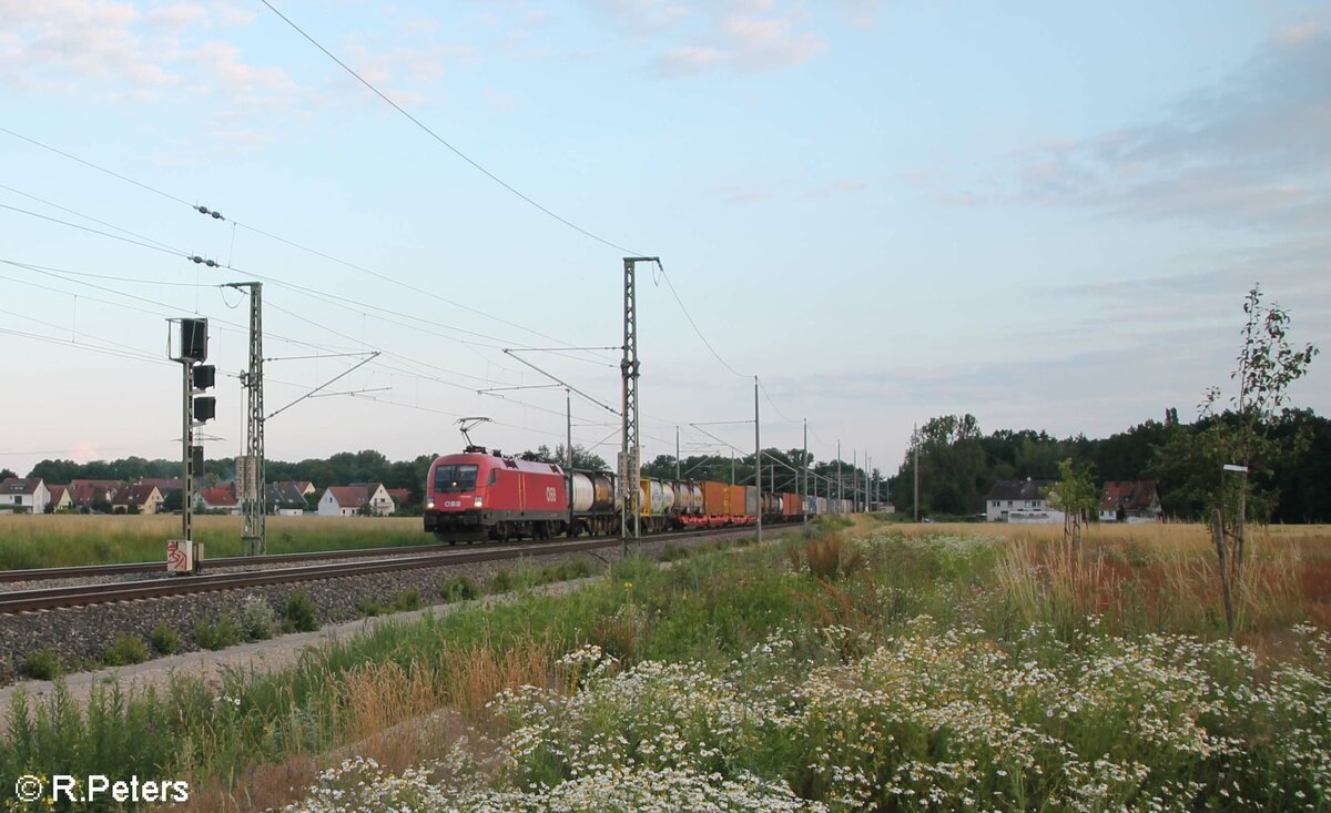 1016 026 mit KLV Zug bei Kleingründlach in Richtung Bamberg. 02.07.21