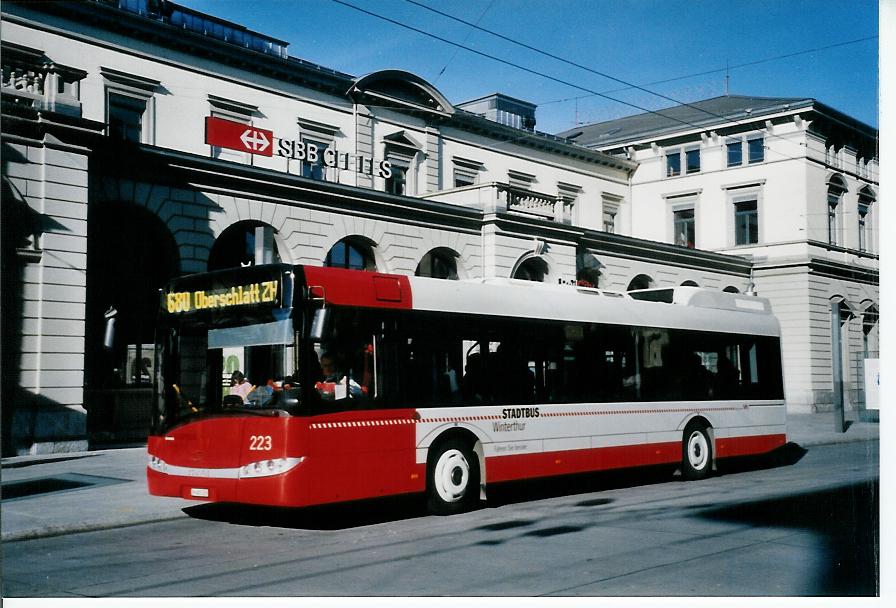 (103'733) - SW Winterthur - Nr. 223/ZH 483'223 - Solaris am 28. Januar 2008 beim Hauptbahnhof Winterthur