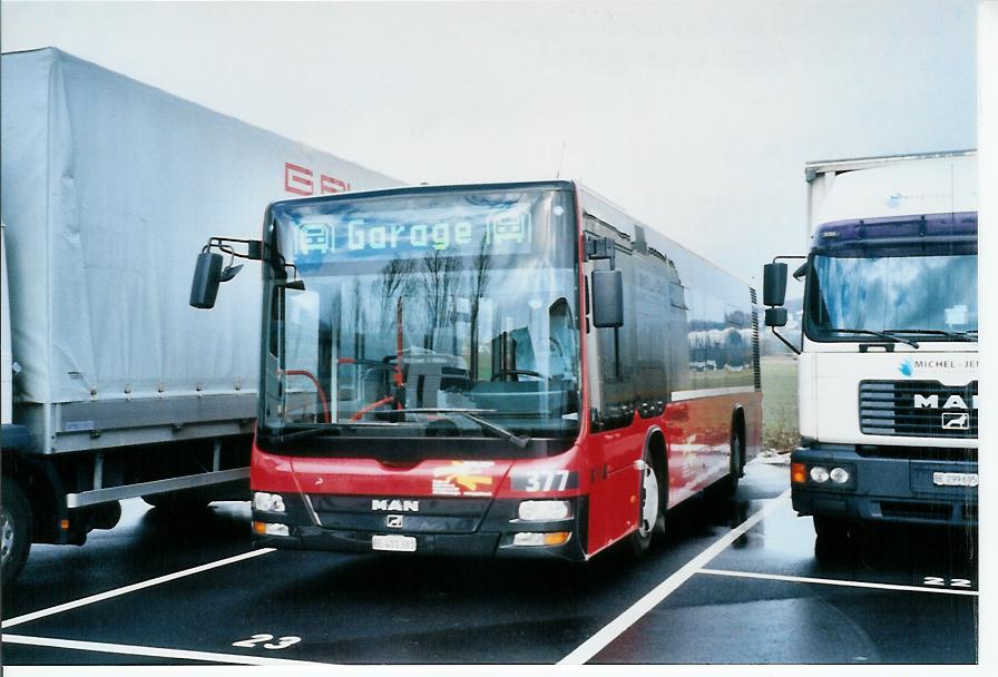 (103'830) - Peyer, Niederwangen - Nr. 377/BE 411'381 - MAN am 2. Februar 2008 in Belp, ABAG