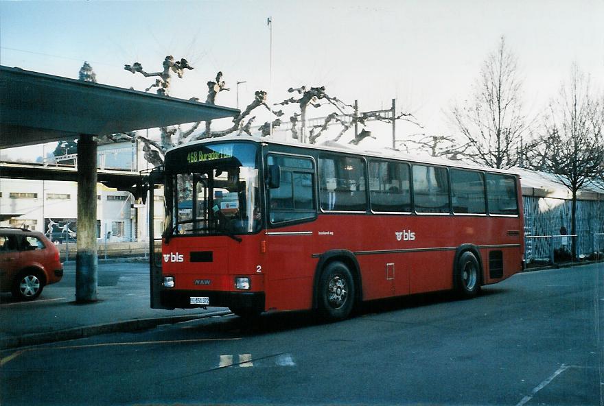 (104'315) - Busland, Burgdorf - Nr. 2/BE 151'372 - NAW/R&J (ex AOE Langnau Nr. 2) am 18. Februar 2008 beim Bahnhof Burgdorf