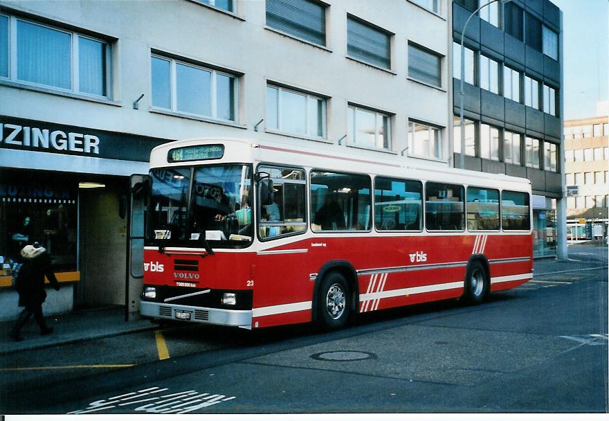 (104'319) - Busland, Burgdorf - Nr. 23/BE 371'486 - Volvo/Lauber (ex AAGK Koppigen Nr. 3) am 18. Februar 2008 beim Bahnhof Burgdorf