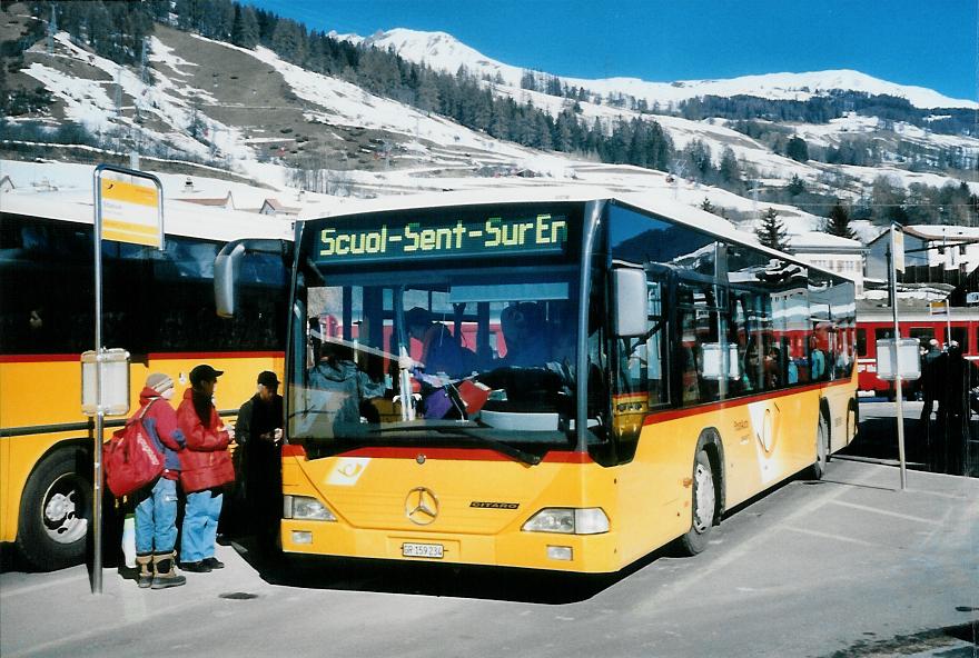 (104'411) - PostAuto Graubnden - GR 159'234 - Mercedes (ex PostAuto Ostschweiz Nr. 4; ex P 25'353) am 19. Februar 2008 beim Bahnhof Scuol-Tarasp