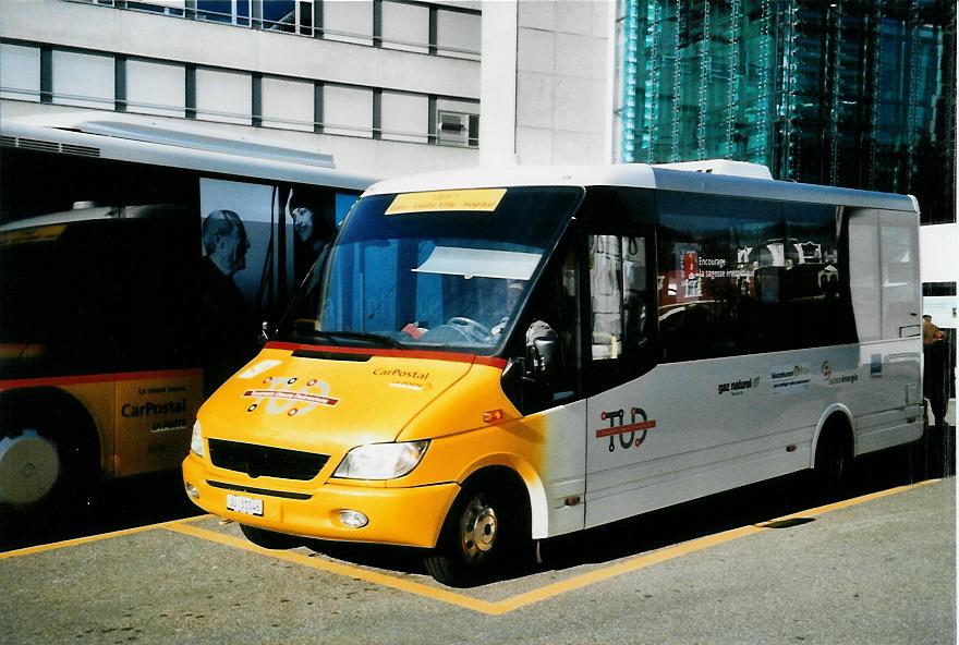 (104'507) - CarPostal Ouest - Nr. 1/JU 31'046 - Mercedes am 20. Februar 2008 beim Bahnhof Delmont