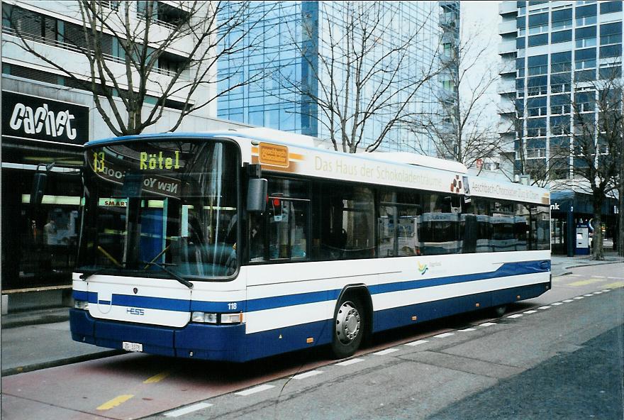 (105'702) - ZVB Zug - Nr. 118/ZG 3378 - Scania/Hess (ex Nr. 18) am 23. Mrz 2008 in Zug, Metalli