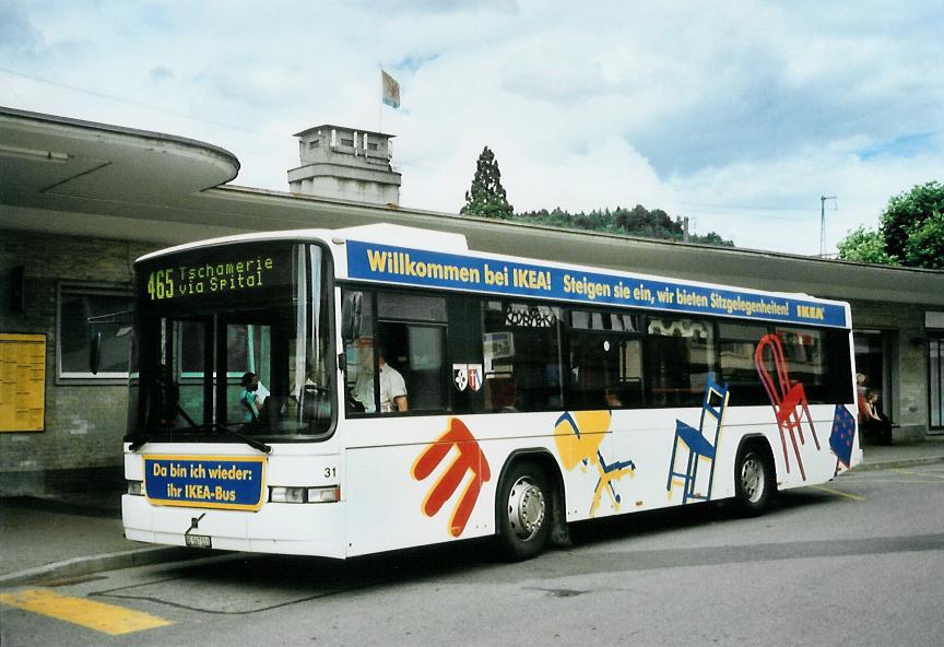 (109'010) - Busland, Burgdorf - Nr. 31/BE 567'511 - Volvo/Hess (ex AAGK Koppigen Nr. 11) am 8. Juli 2008 beim Bahnhof Burgdorf