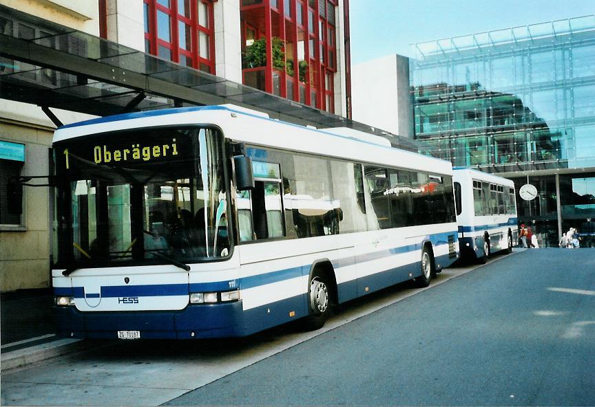 (109'415) - ZVB Zug - Nr. 111/ZG 70'187 - Scania/Hess (ex Nr. 87) am 16. Juli 2008 beim Bahnhof Zug