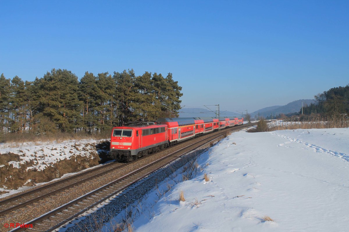 111 185-5 mit RE 4856 München - Nürnberg bei Darshofen. 21.01.17