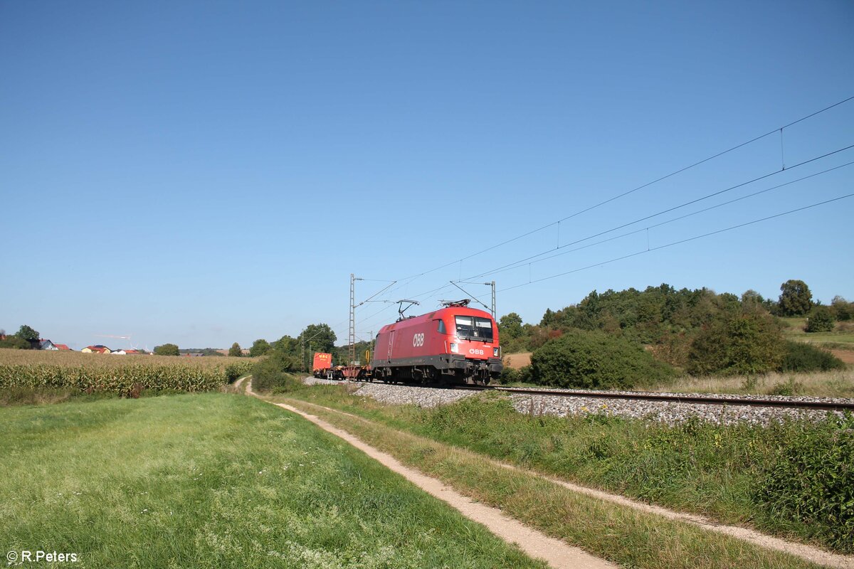 1116 075 mit einem KLV Zug bei Edlhausen in Richtung Regensburg. 25.09.21