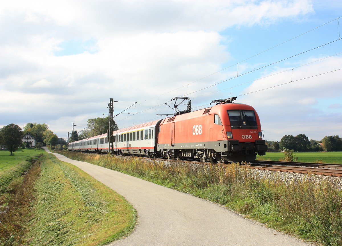 1116 100-9 am 12. Oktober 2013 bei Übersee auf dem Weg nach Salzburg.