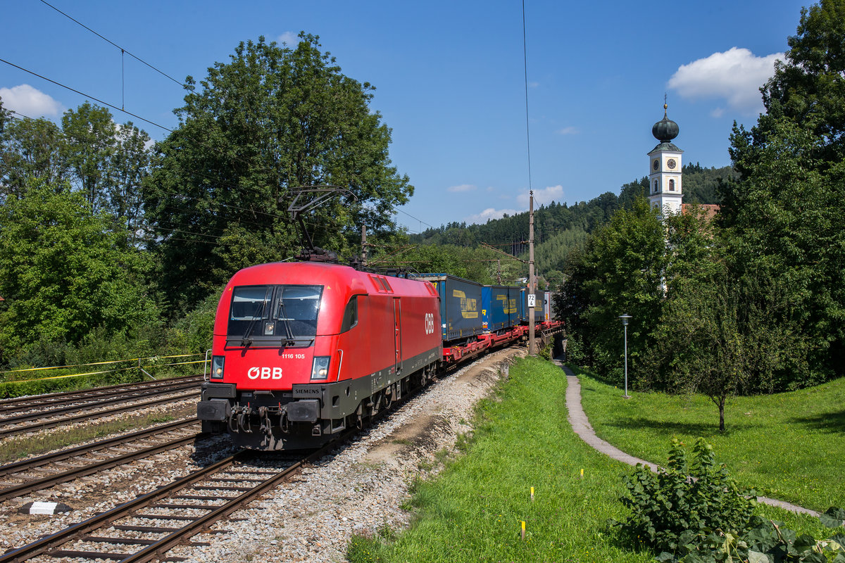 1116 105 mit einem  KLV  am 23. September 2017 bei Wernstein.