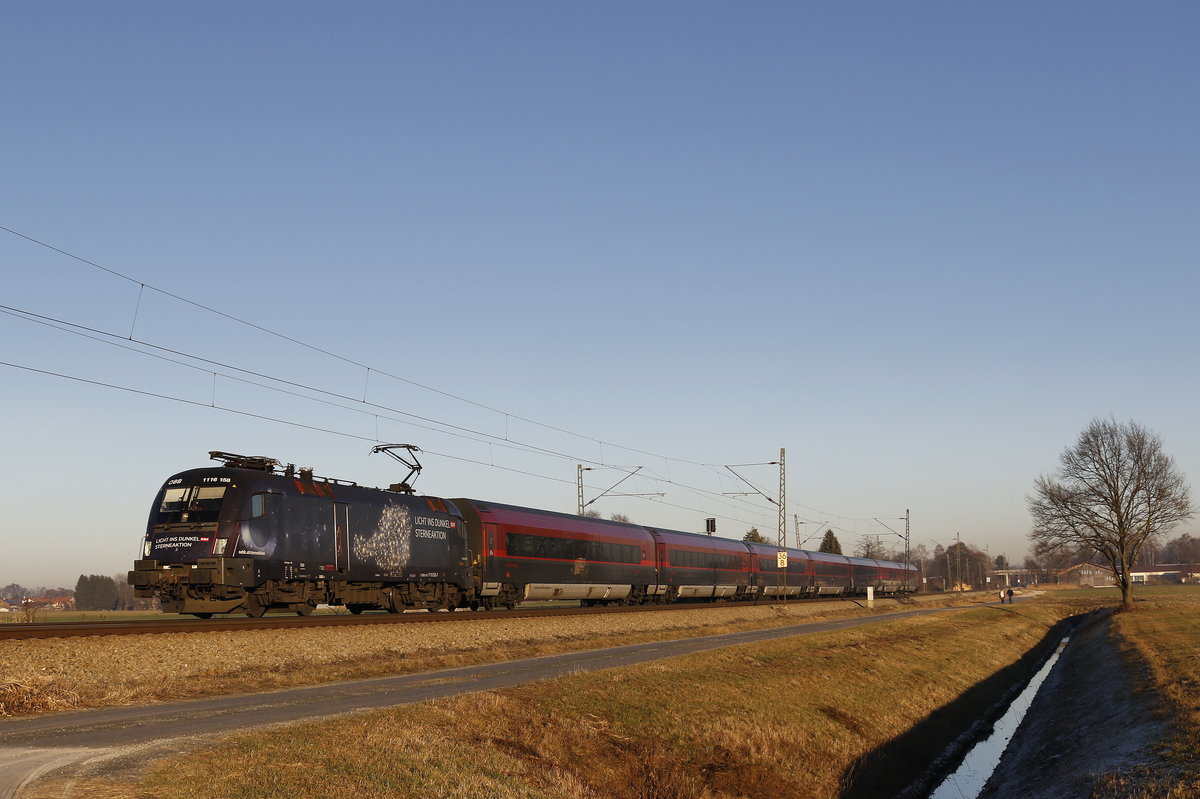 1116 158  Licht ins Dunkel  am 31. Dezember 2016 aus Salzburg kommend bei bersee am Chiemsee. Unser letztes Bild im Jahr 2016.