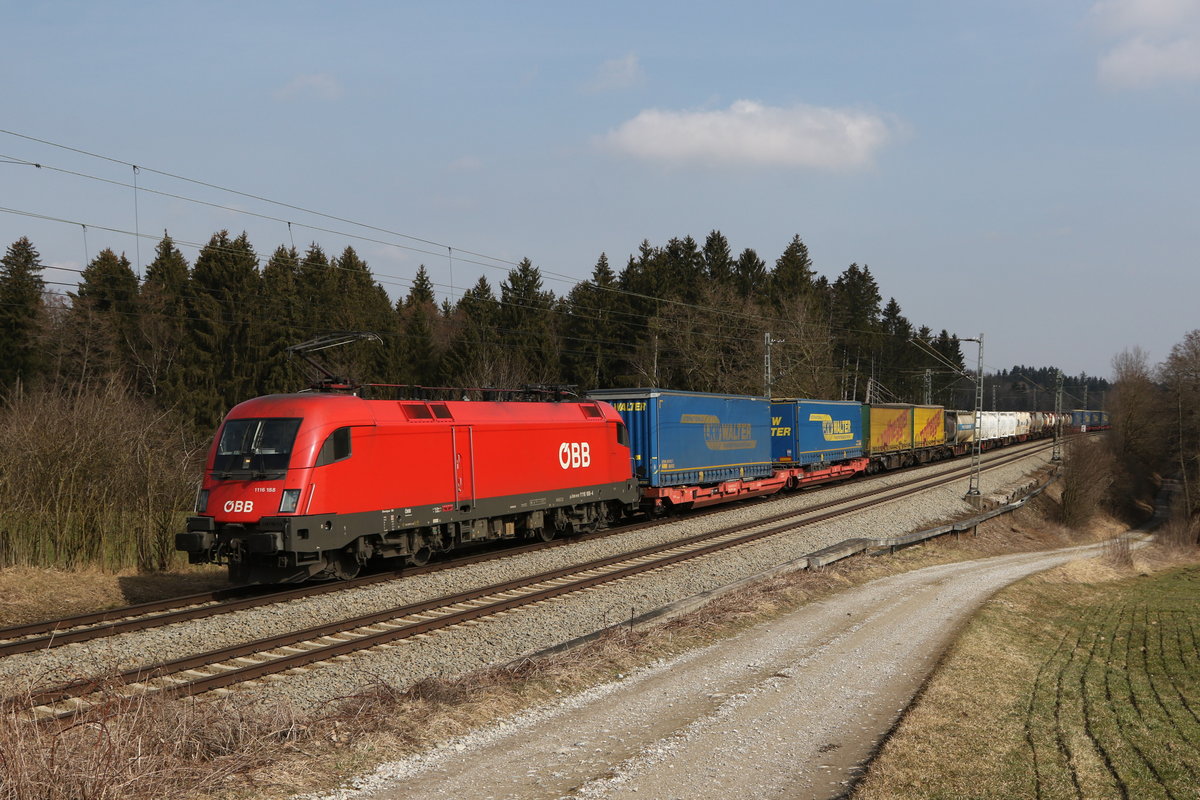 1116 188 mit dem  WALTER-KLV  aus Salzburg kommend am 9. Mrz 2021 bei Grabensttt im Chiemgau.