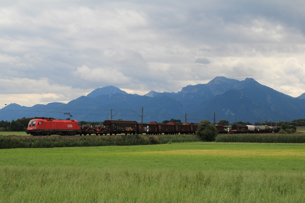 1116 190-0 mit einem gemischten Gterzug aus Salzburg kommend am 15. August 2014 bei Weisham.