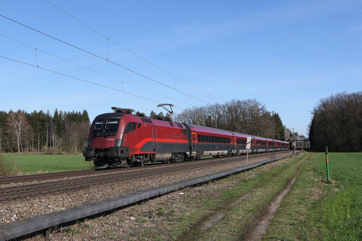 1116 209 auf dem Weg nach Innsbruck am 20. Mrz 2024 bei Brannenburg.