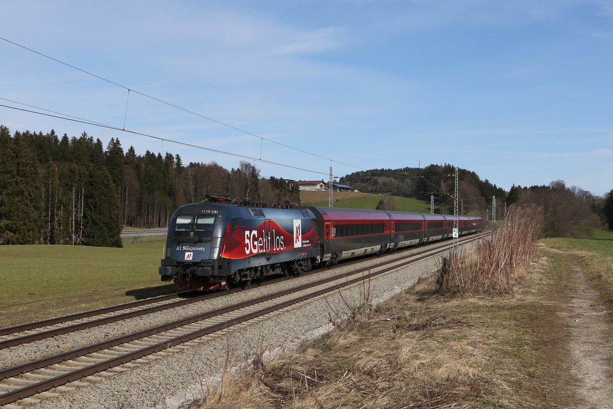 1116 231  5 Geht los  aus Salzburg kommend am 13. Mrz 021 bei Grabensttt im Chiemgau.