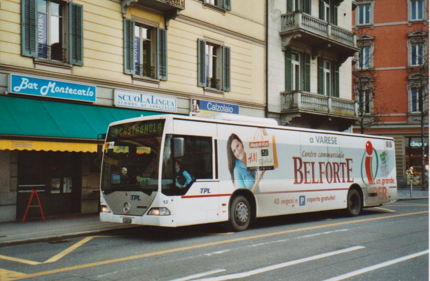 (112'617) - TPL Lugano - Nr. 12/TI 309'511 - Mercedes am 9. Dezember 2008 in Lugano, Centro