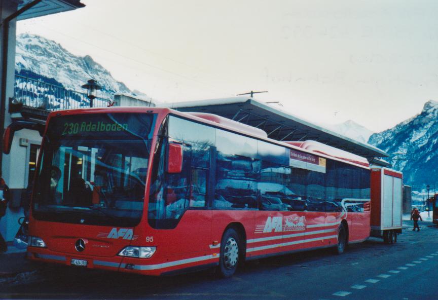 (113'628) - AFA Adelboden - Nr. 95/BE 424'392 - Mercedes am 11. Januar 2009 beim Bahnhof Frutigen