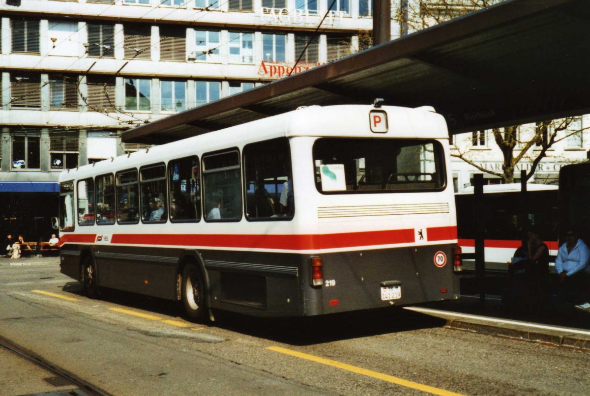 (116'029) - VBSG St. Gallen - Nr. 219/SG 141'219 - Saurer/Hess am 22. April 2009 beim Bahnhof St. Gallen