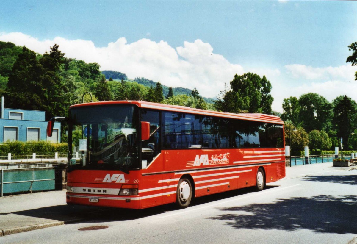 (116'502) - AFA Adelboden - Nr. 20/BE 26'706 - Setra (ex Nr. 6) am 19. Mai 2009 bei der Schifflndte Thun