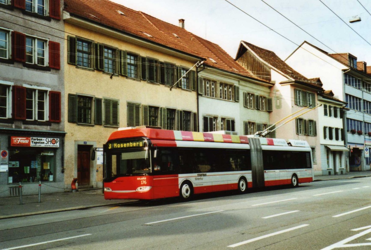 (117'823) - SW Winterthur - Nr. 176 - Solaris Gelenktrolleybus am 20. Juni 2009 in Winterthur, Technikum