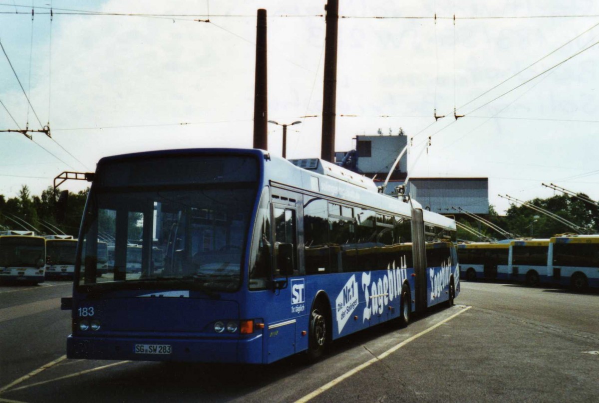 (118'106) - SWS Solingen - Nr. 183/SG-SW 283 - Berkhof Gelenktrolleybus am 5. Juli 2009 in Solingen, Betriebshof