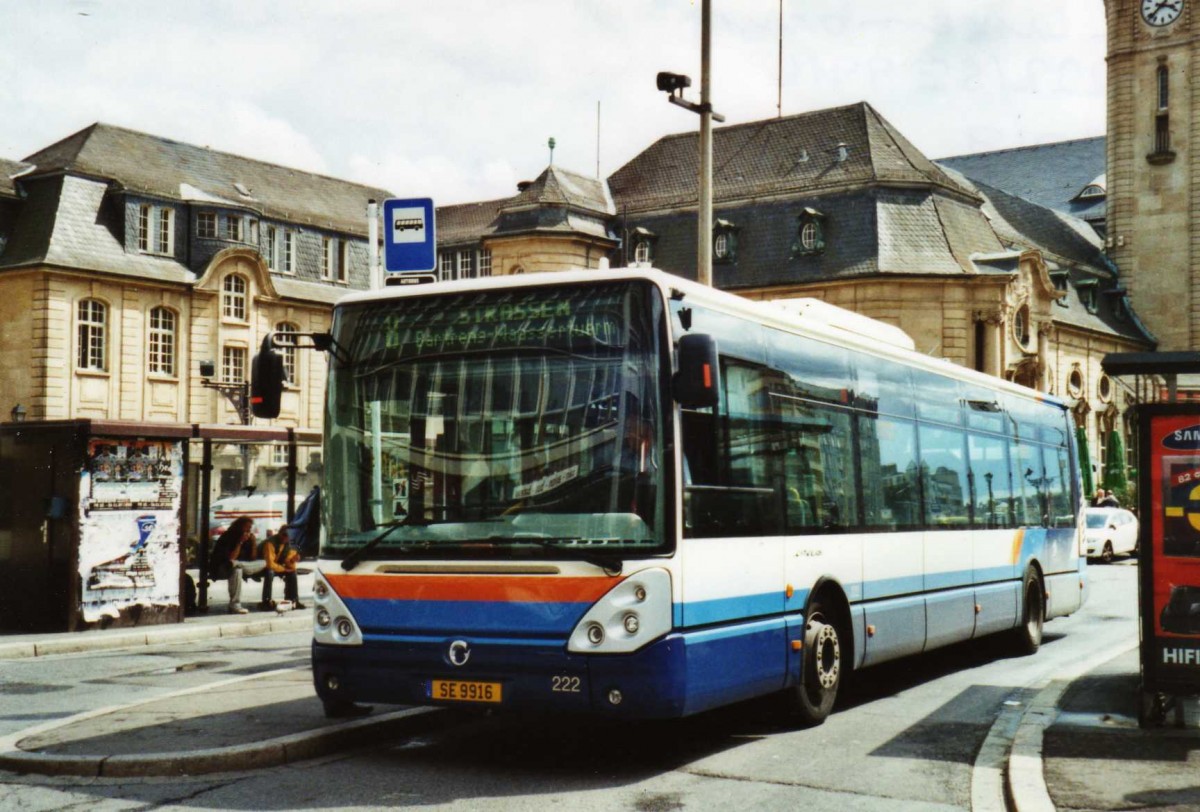 (118'724) - AVL Luxembourg - Nr. 222/SE 9916 - Irisbus am 8. Juli 2009 beim Bahnhof Luxembourg