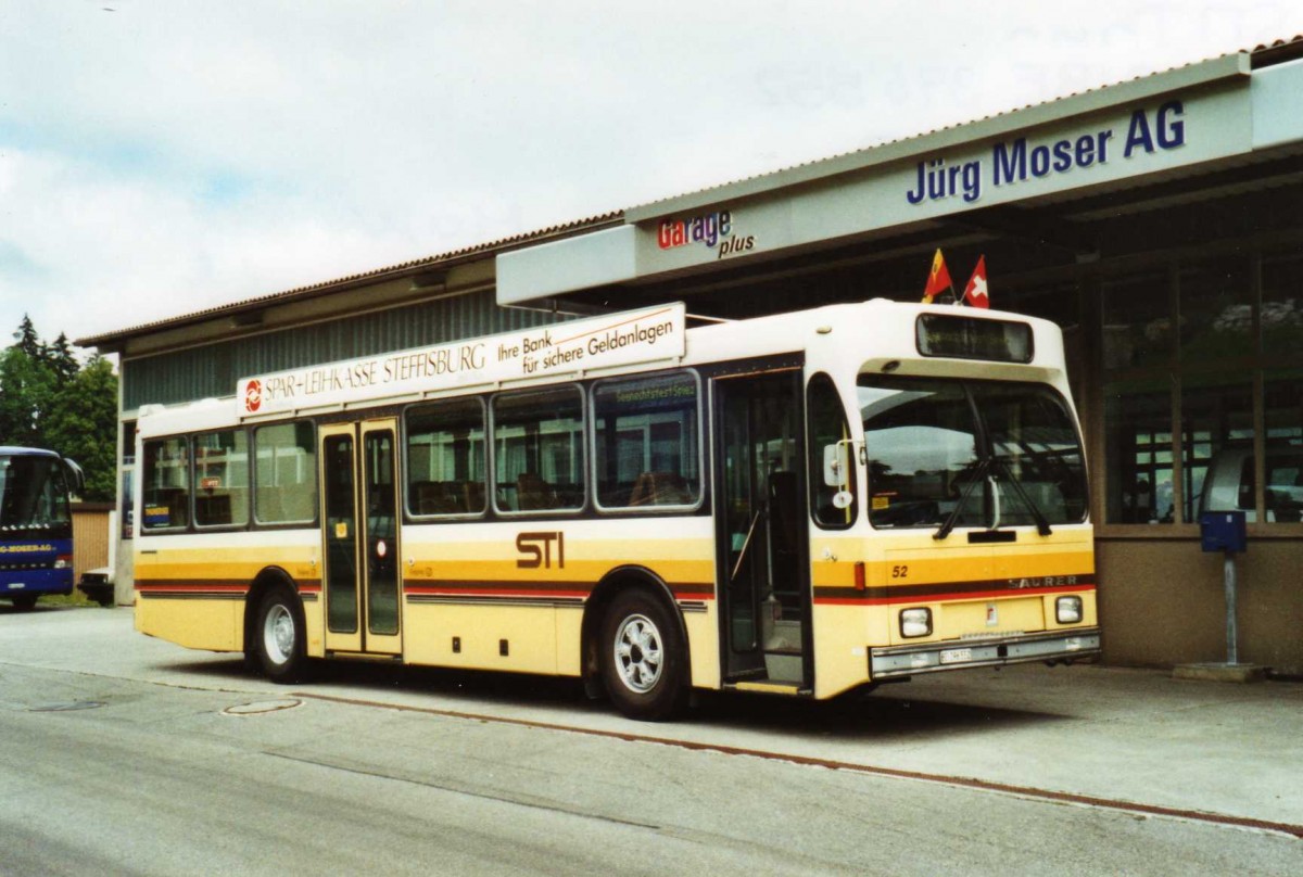 (119'507) - STI Thun - Nr. 52/BE 396'552 - Saurer/R&J am 9. August 2009 in Teuffenthal, Garage Moser