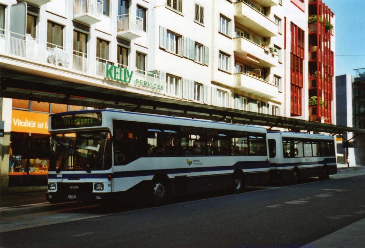 (119'737) - ZVB Zug - Nr. 102/ZG 54'612 - NAW/Hess (ex Nr. 92) am 15. August 2009 beim Bahnhof Zug