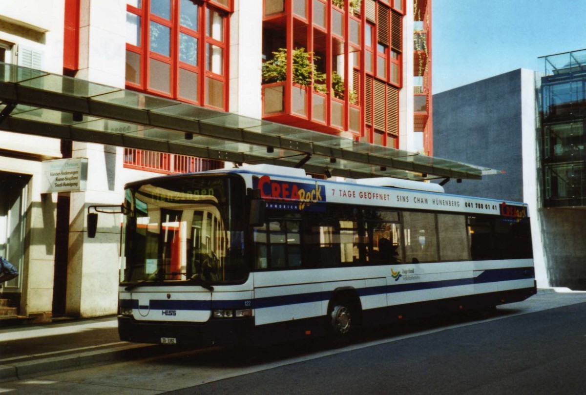 (119'805) - ZVB Zug - Nr. 122/ZG 3382 - Scania/Hess (ex Nr. 22) am 15. August 2009 beim Bahnhof Zug