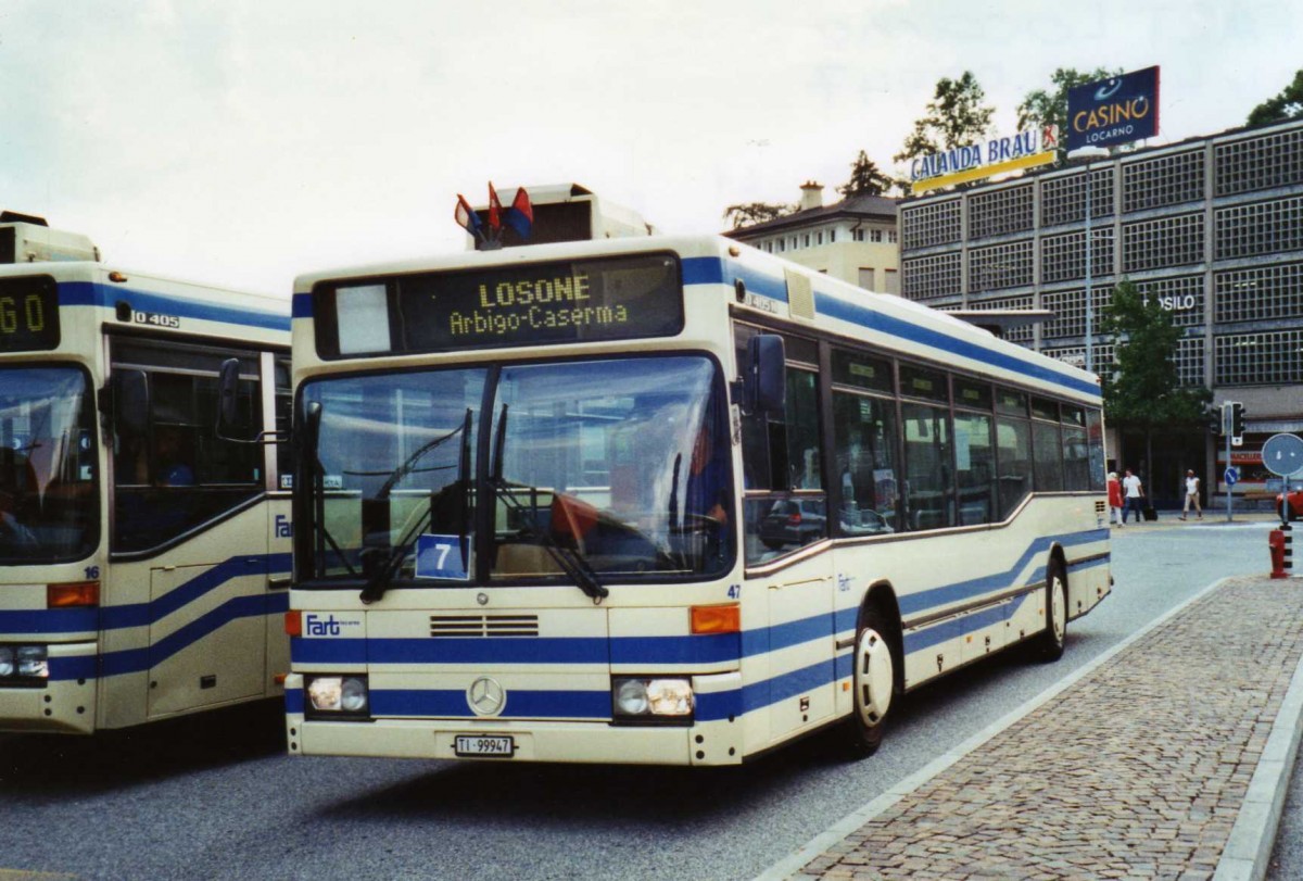 (121'137) - FART Locarno - Nr. 47/TI 99'947 - Mercedes am 12. September 2009 beim Bahnhof Locarno