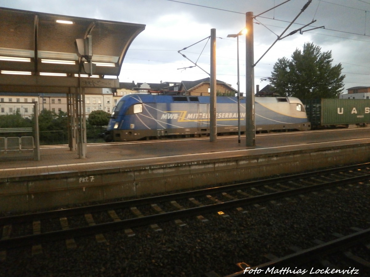 1216 XXX der MWB beim durchfahren des Bitterfelder Bahnhofs am 9.5.15