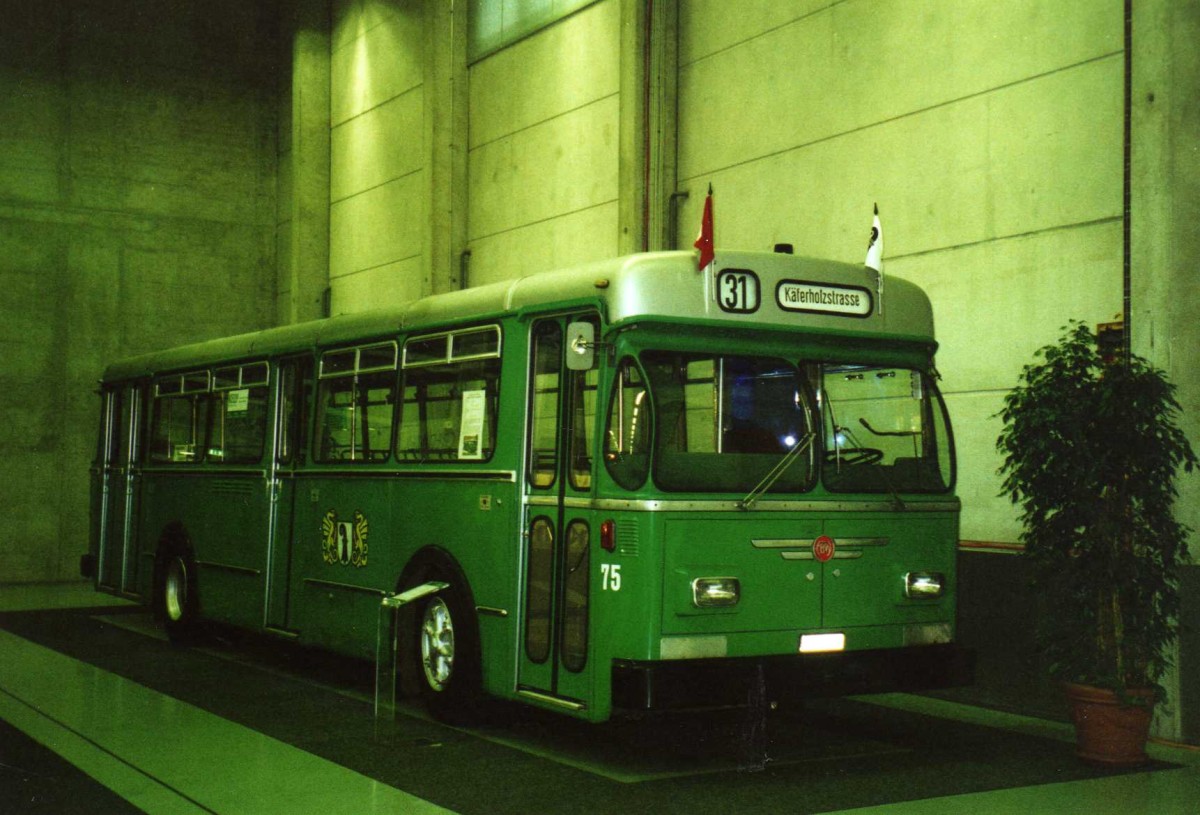 (121'908) - BVB Basel (RWB) - Nr. 75 - FBW/FHS am 13. November 2009 in Bern, Suissetraffic