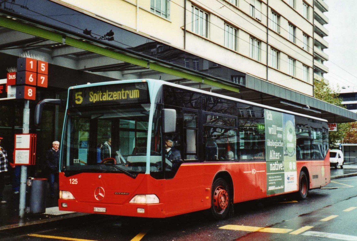 (122'024) - VB Biel - Nr. 125/BE 560'125 - Mercedes am 16. November 2009 beim Bahnhof Biel