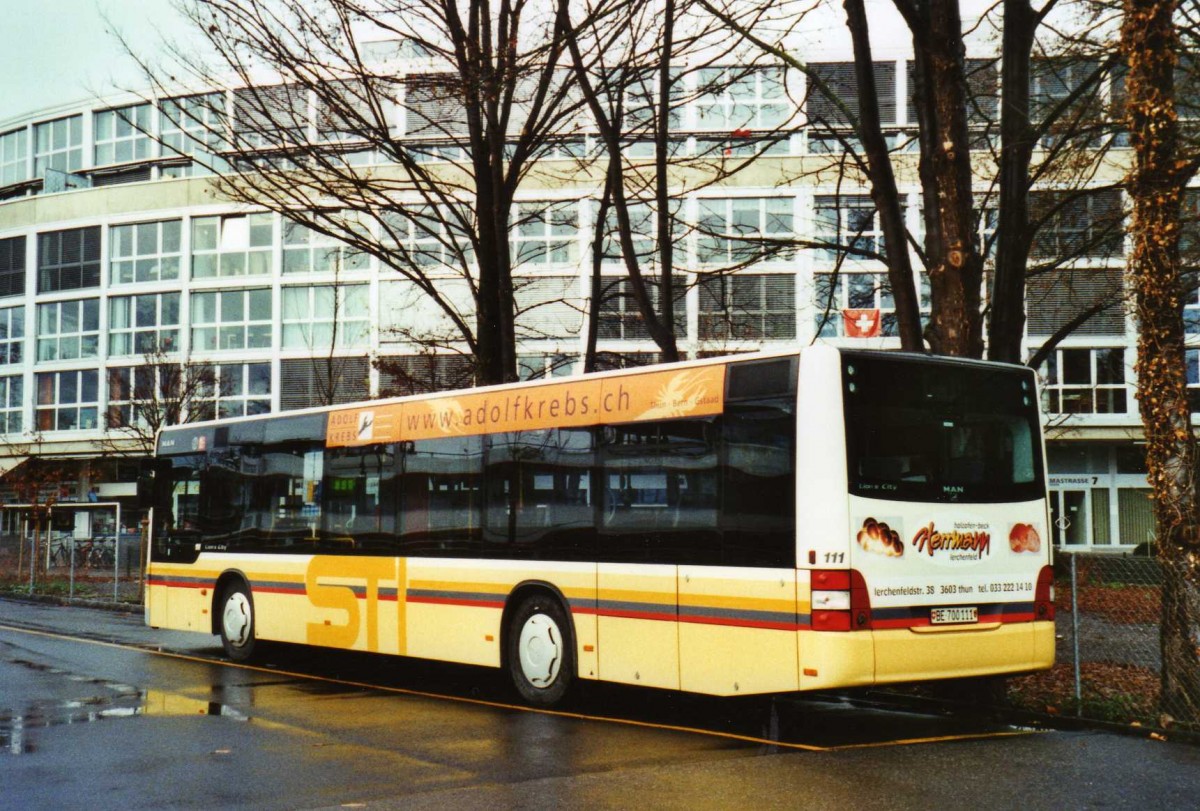 (122'603) - STI Thun - Nr. 111/BE 700'111 - MAN am 7. Dezember 2009 bei der Schifflndte Thun