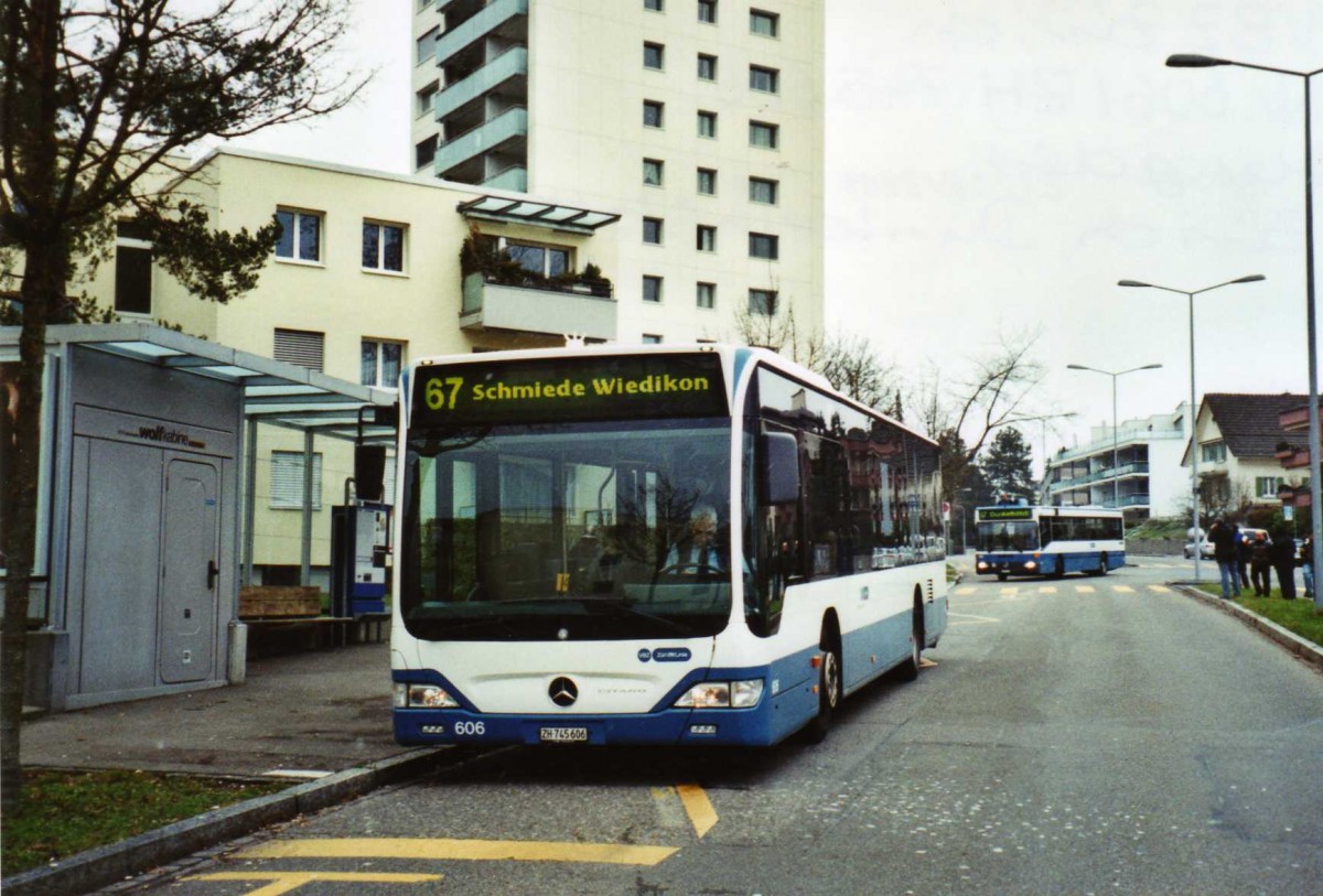 (122'933) - VBZ Zrich - Nr. 606/ZH 745'606 - Mercedes am 13. Dezember 2009 in Zrich, Dunkelhlzli