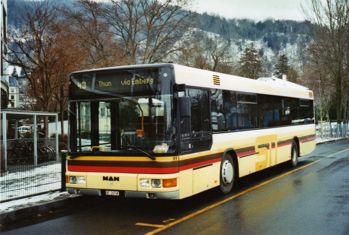 (123'131) - STI Thun - Nr. 11/BE 26'748 - MAN (ex TSG Blumenstein Nr. 2) am 21. Dezember 2009 bei der Schifflndte Thun