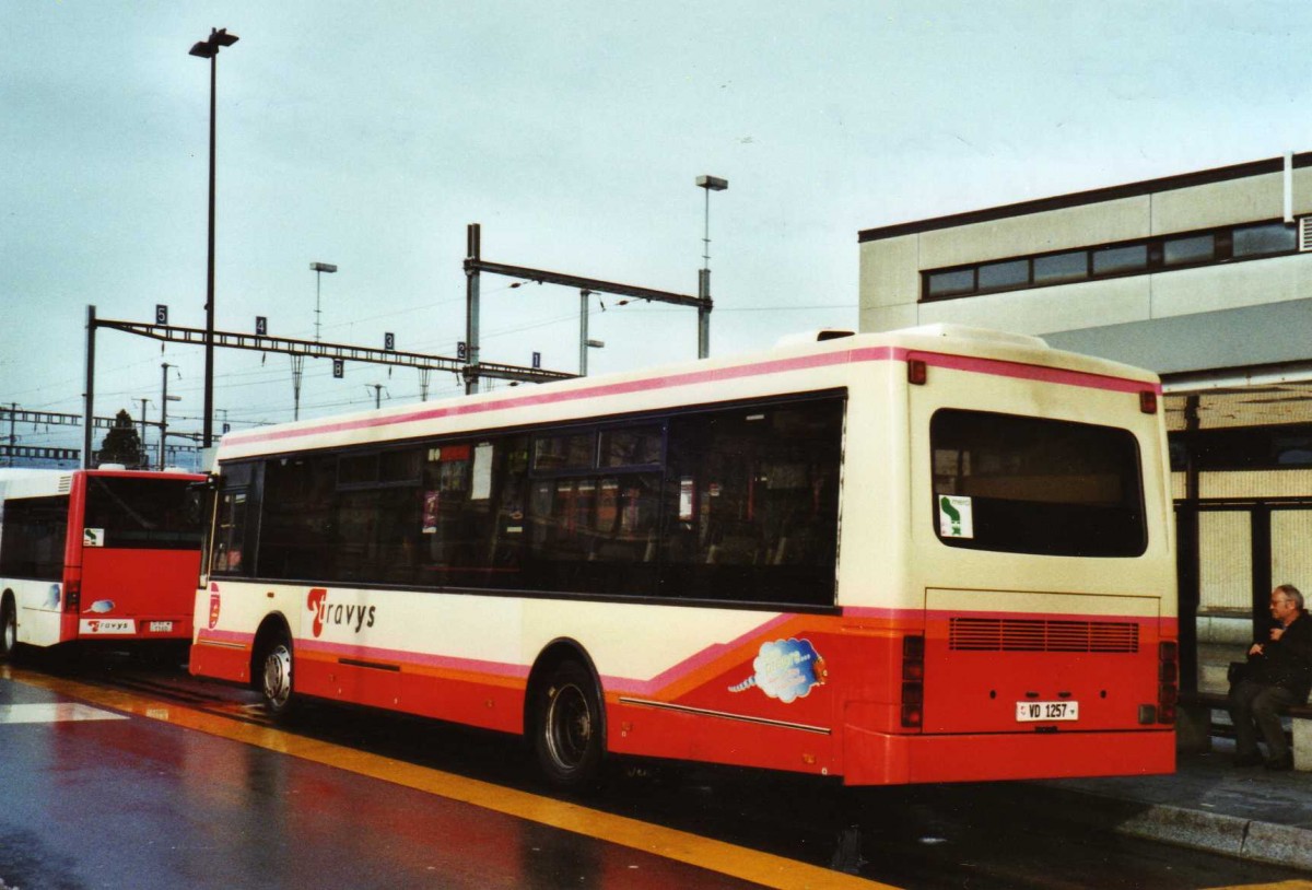 (123'322) - TRAVYS Yverdon - VD 1257 - Volvo/Berkhof (ex TPYG Yverdon) am 23. Dezember 2009 beim Bahnhof Yverdon