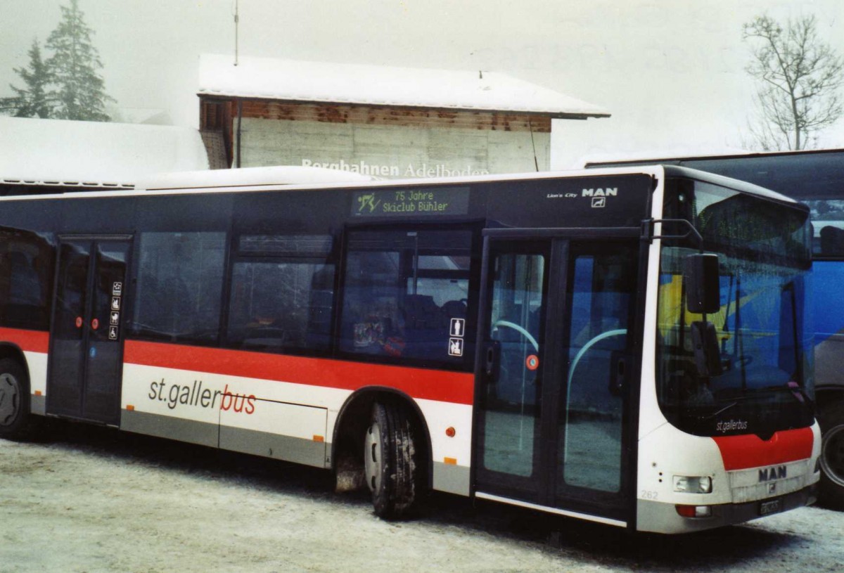 (123'822) - St. Gallerbus, St. Gallen - Nr. 262/SG 198'262 - MAN am 9. Januar 2010 in Adelboden, ASB