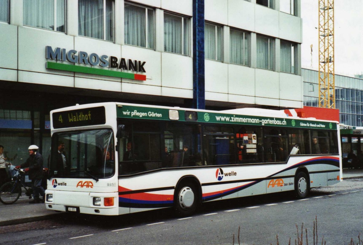 (124'506) - AAR bus+bahn, Aarau - Nr. 151/AG 8351 - MAN am 17. Februar 2010 beim Bahnhof Aarau