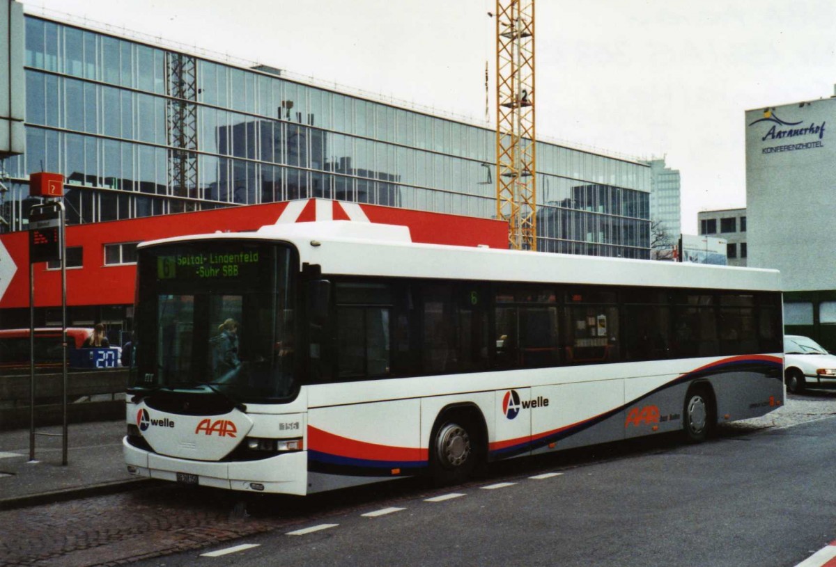 (124'512) - AAR bus+bahn, Aarau - Nr. 156/AG 368'156 - Scania/Hess am 17. Februar 2010 beim Bahnhof Aarau