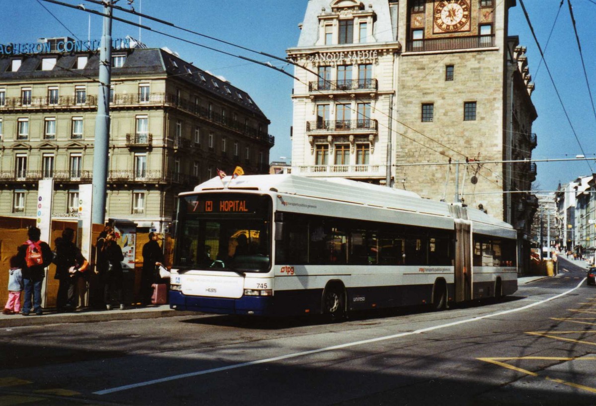 (124'931) - TPG Genve - Nr. 745 - Hess/Hess Gelenktrolleybus am 13. Mrz 2010 in Genve, Bel-Air