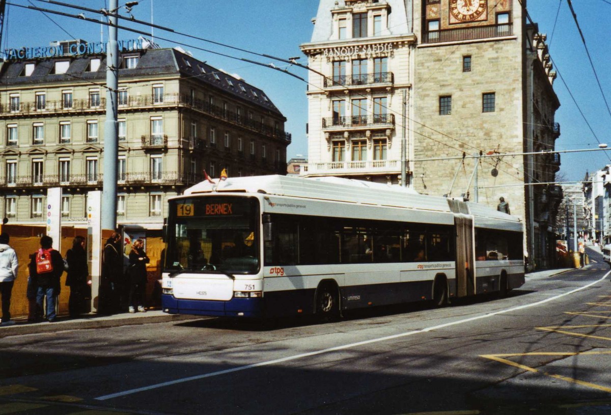 (124'932) - TPG Genve - Nr. 751 - Hess/Hess Gelenktrolleybus am 13. Mrz 2010 in Genve, Bel-Air