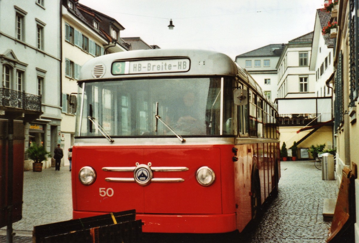 (127'018) - VW Winterthur - Nr. 50 - Saurer/Saurer Trolleybus am 19. Juni 2010 in Winterthur, Marktplatz