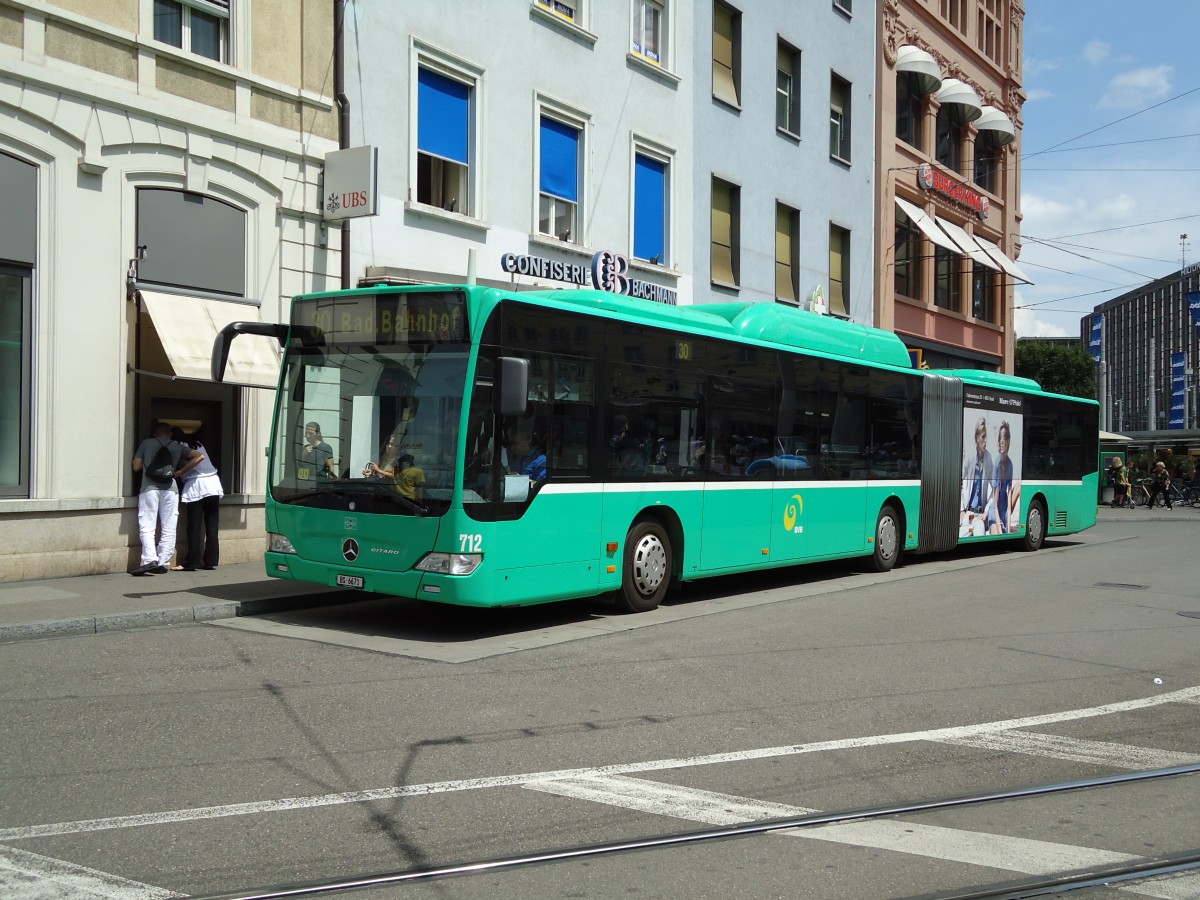 (127'650) - BVB Basel - Nr. 712/BS 6671 - Mercedes am 6. Juli 2010 beim Bahnhof Basel