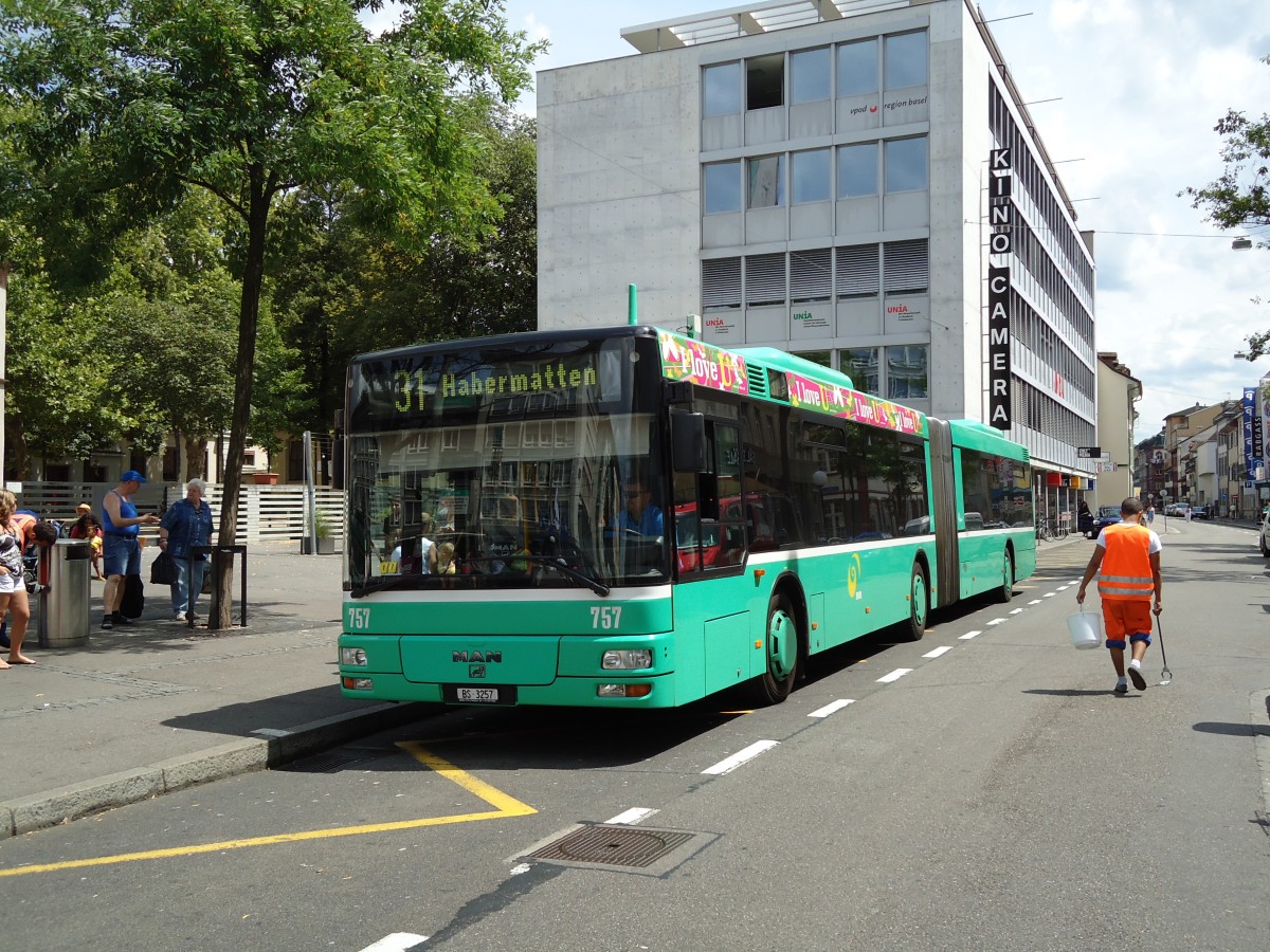 (127'678) - BVB Basel - Nr. 757/BS 3257 - MAN am 6. Juli 2010 in Basel, Claraplatz