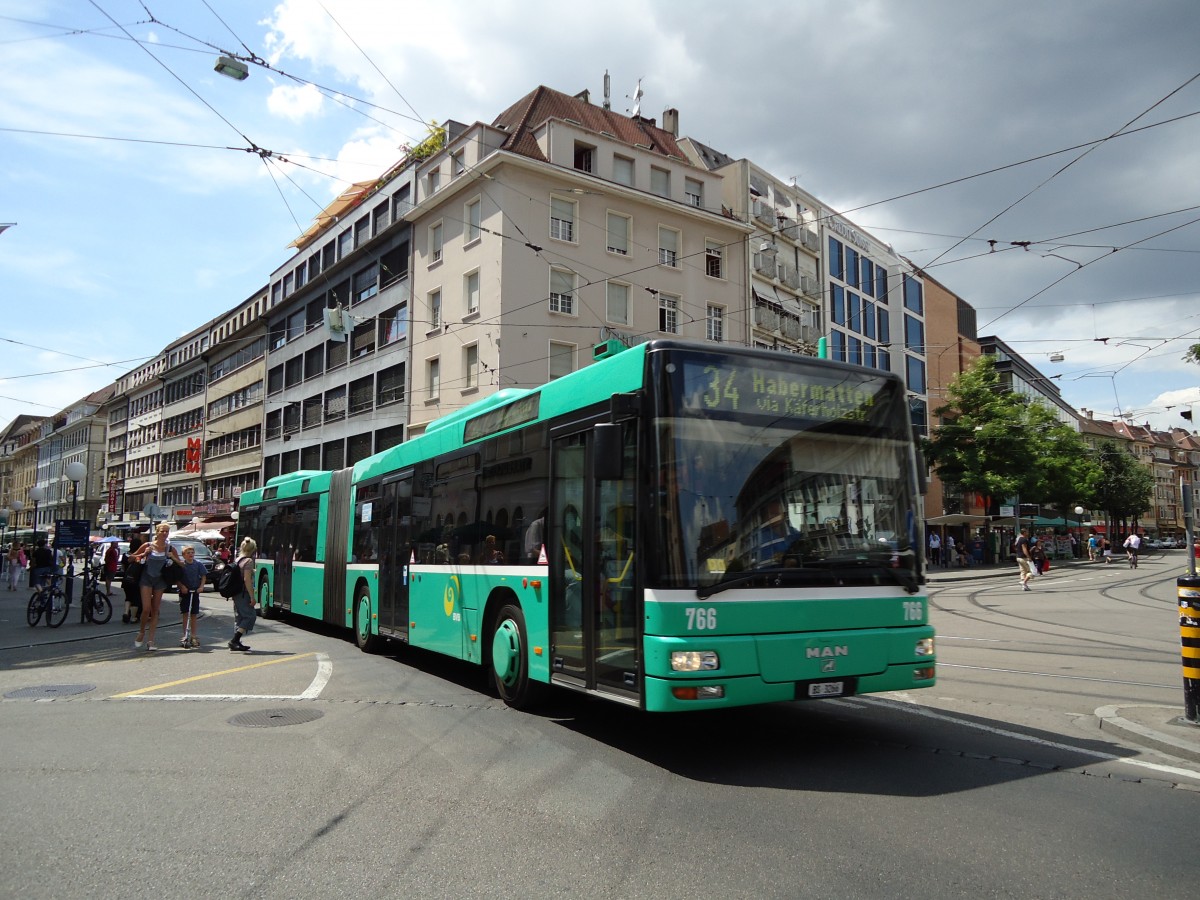 (127'685) - BVB Basel - Nr. 766/BS 3266 - MAN am 6. Juli 2010 in Basel, Claraplatz