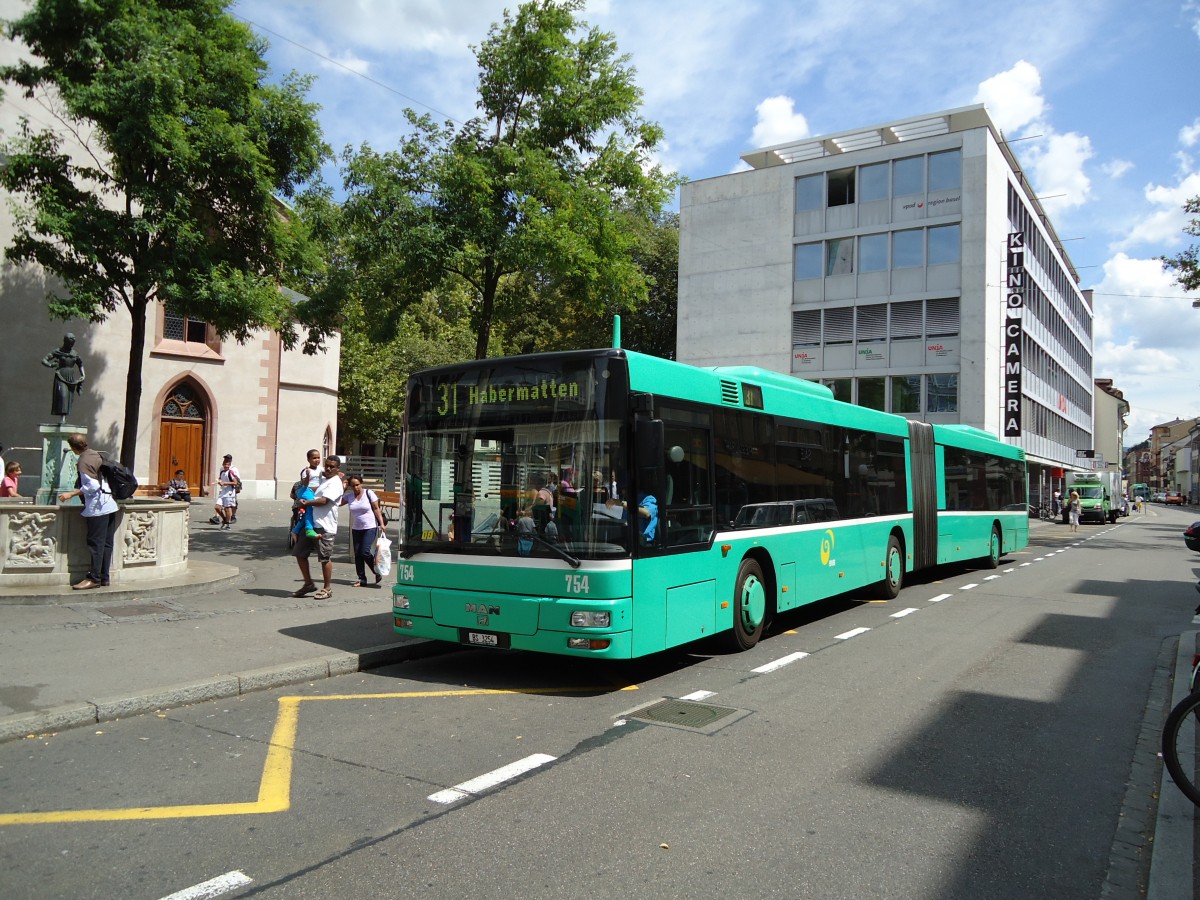 (127'690) - BVB Basel - Nr. 754/BS 3254 - MAN am 6. Juli 2010 in Basel, Claraplatz